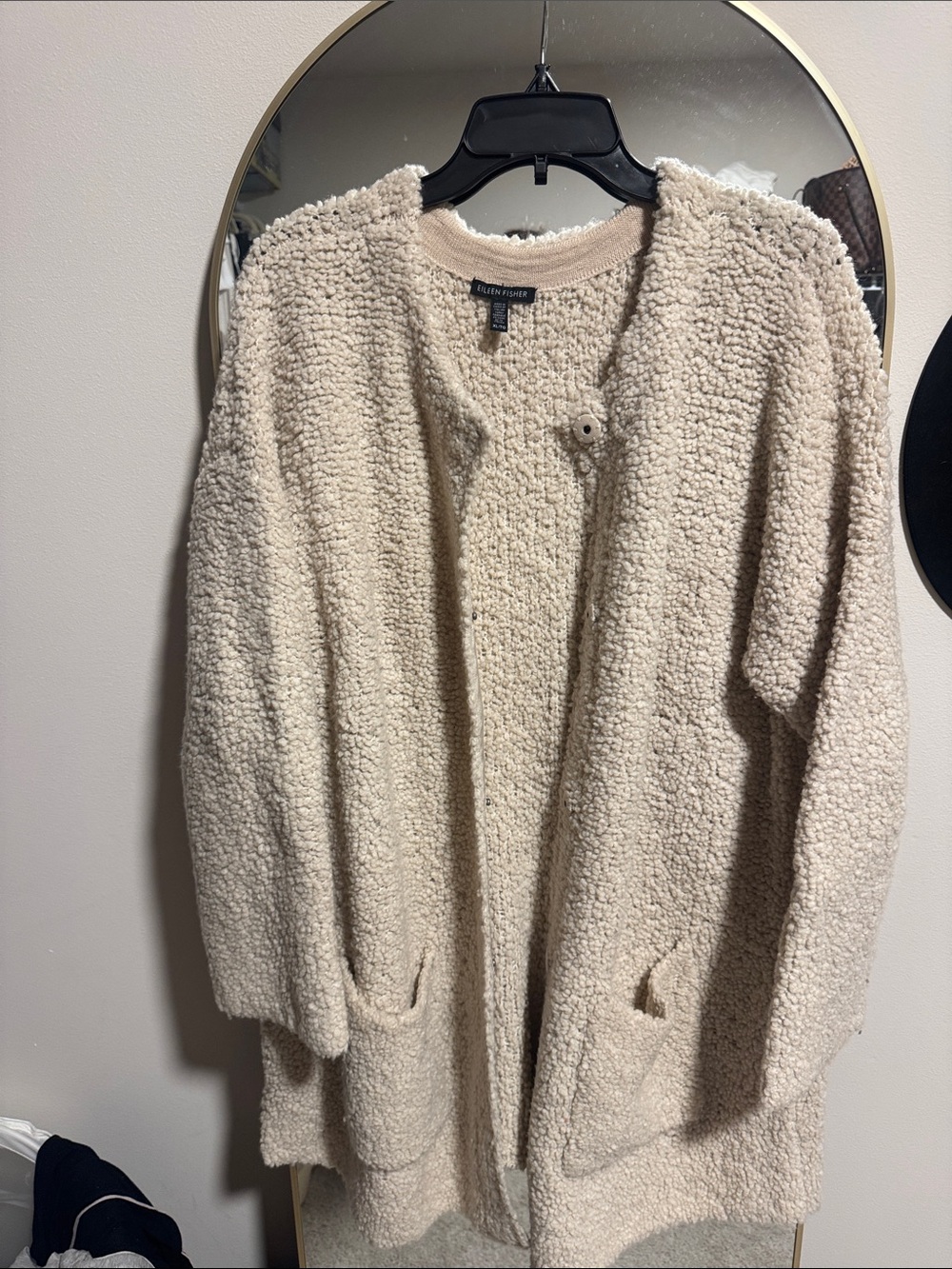 Eileen Fisher Cream Bouclé Open Coat